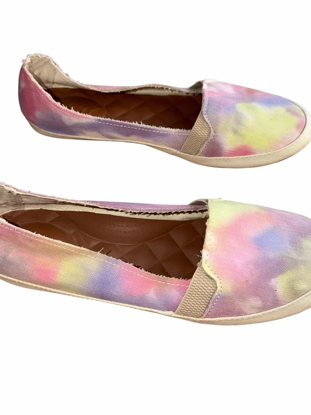 Reef Pastel Tie-Dye Slip-On Flats in Pink, Yellow, Blue, Purple Women’s Size 9